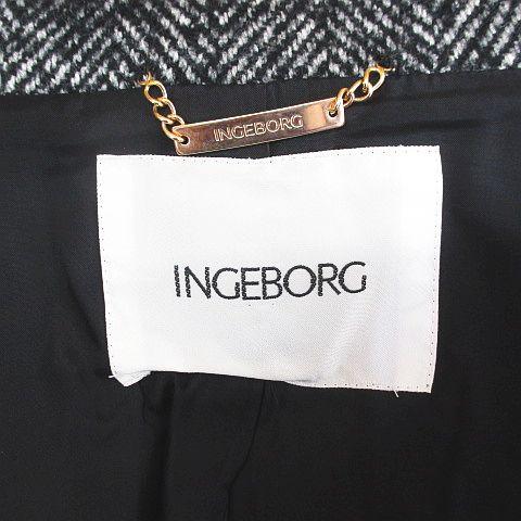 インゲボルグ INGEBORG ステンカラーコート ロング丈 4 黒系 ブラック 