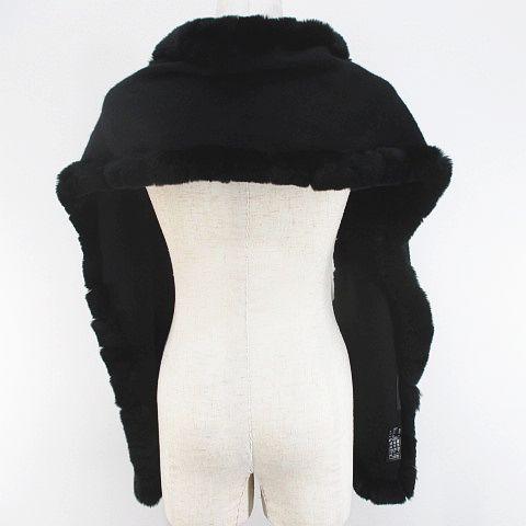 【中古】アンテプリマ カシミヤ ウール マフラー ストール ラビットファー ブラック 花 モチーフ ラインストーン ANTEPRIMA（アンテプリマ） カシミヤ ウール マフラー ストール