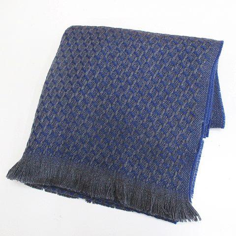 【中古】未使用品 ランバン COLLECTION ウール マフラー ストール F 灰系 総柄 フリンジ イタリア製 ファッション小物 未使用品 ランバン LANVIN COLLECTION ウール マフラー ストール F 灰