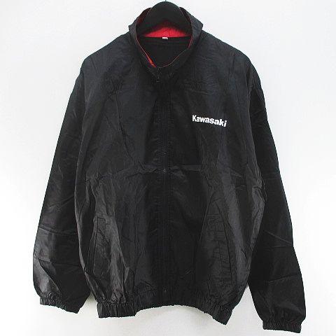 Kawasaki ブラックジャケット フード付き カワサキ Kawasaki スタッフ ジャケット ブルゾン L 黒系 ブラック