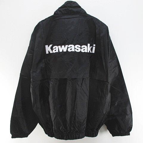 【中古】カワサキ Kawasaki スタッフ ジャケット ブルゾン L ブラック ジップアップ プリント メッシュ裏地 日本製 カワサキ Kawasaki スタッフ ジャケット ブルゾン L 黒系 ブラック