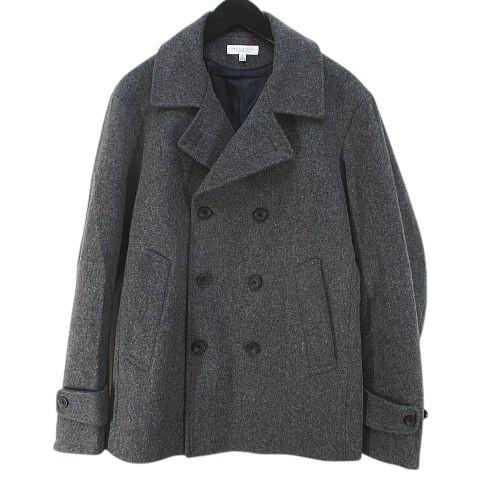 【中古】B&Y ユナイテッドアローズ ビューティー&ユース メルトン パデット ピーコート L グレー ダブルボタン 裏地 B&Y ユナイテッドアローズ BEAUTY&YOUTH ビューティー&ユース メルトン