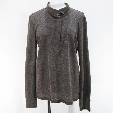 【中古】ブルネロクチネリ BRUNELLO CUCINELLI 長袖 ニット カットソー 茶系 切替 モニーレ ボールチェーン ボタン ブルネロクチネリ BRUNELLO CUCINELLI 長袖 ニット カットソー 茶系