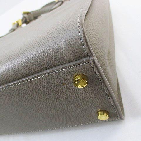ジョルジオアルマーニ GIORGIO ARMANI トートバッグ ハンドバッグ ゴールド金具 グレー レザー レディース_5