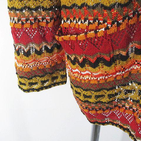 ミッソーニ MISSONI ボーダー柄 長袖 ニットカーディガン 44 赤系