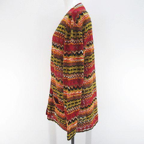 ミッソーニ MISSONI ボーダー柄 長袖 ニットカーディガン 44 赤系