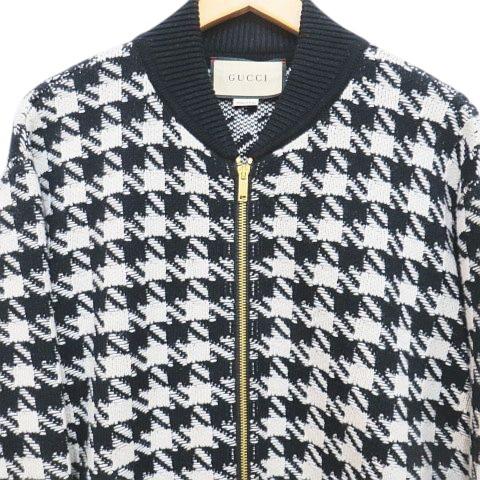 GUCCI（グッチ） ボンバージャケット カーデ 595691 XKDUY 白黒 千鳥格 