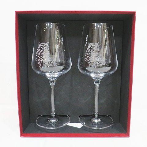 Cartier（カルティエ） クリスタル 豹絵 ペア 大型 ワイングラス 2客