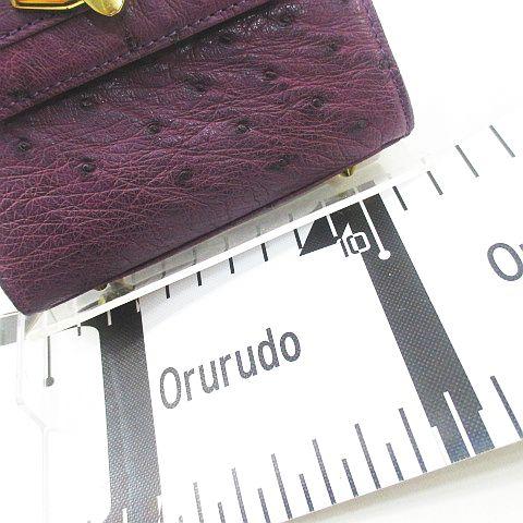 カラカラ CARA ミニハンドバッグ パープル系 オーストリッチ レザー 