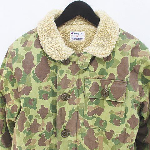 Champion（チャンピオン） 迷彩柄 カモフラ ボア ジャケット M 緑系