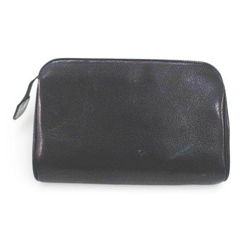 【美品】CHANEL ポーチ レザー ココマーク ロゴ金具 ブラック CHANEL（シャネル） ポーチ ロゴ コスメポーチ ココマーク ブラック 黒