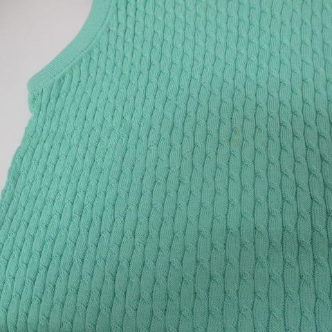 ゾーイ ZOY DRESS CODE INTERNATIONAL ゴルフウェア ケーブル編み ベスト 40 緑系 エメラルドグリーン Vネック ロゴ 刺繍 リブ レディース |  | 04