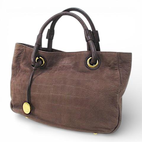 FURLA（フルラ） トートバッグ ゴールド金具 ブラウン 茶系 クロコ型 