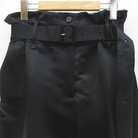 シモーネ ロシャ simone rocha ロング丈 サテン ワイドパンツ UK8 黒系 