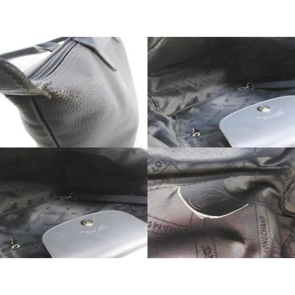 LONGCHAMP（ロンシャン） トートバッグ セミショルダー グレー レザー 