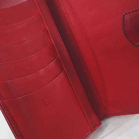 【美品】LOEWE ロエベ アナグラム 型押し 長財布 ブラック レッド レザー LOEWE（ロエベ） 長財布 フラップ 型押しロゴ レッド 赤 アナグラム