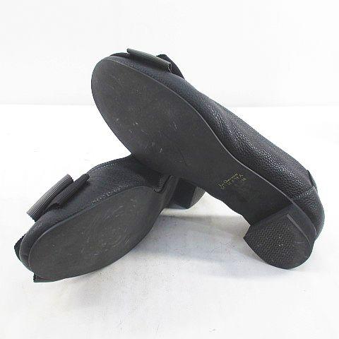 ミハマ MIHAMA パンプス 2色リボン 22.5cm ブラック 黒系 レザー 日本