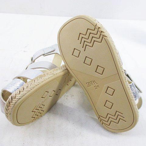 ZARAホワイトベージュのグルカサンダル ZARA（ザラ） グルカサンダル エスパドリーユ 24 (15cm) シルバー