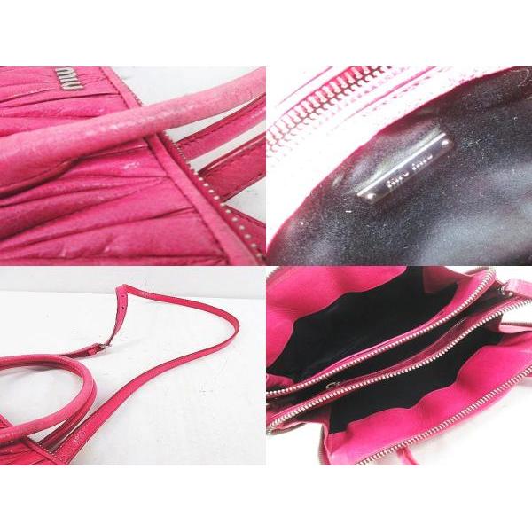 miumiuマテラッセ 2WAYハンドショルダーバック ピンク【中古】 miu miu（ミュウミュウ） マテラッセ 2WAY ハンド ショルダー バッグ