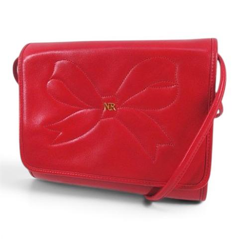 ニナリッチ NINA RICCI ショルダーバッグ ポシェット リボン レッド 赤 