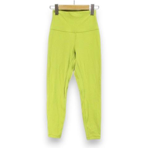 ルルレモン蛍光イエロー ハイウエスト ヨガパンツサイズ4 ルルレモン lululemon ヨガウェア ロング丈 レギンス スパッツ S 黄