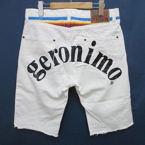 ジェロニモ geronimo デニム ハーフ丈 ショートパンツ 32 白系 