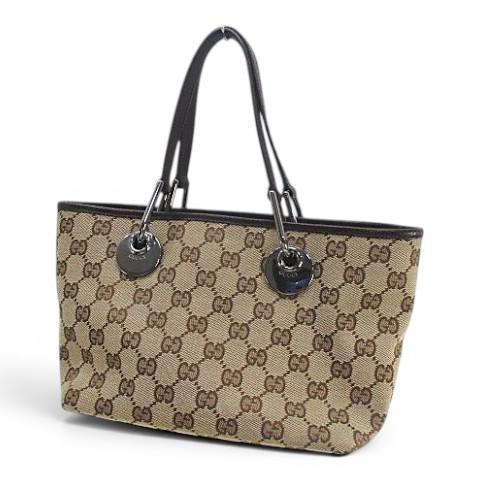 GUCCIグッチGG モノグラム キャンバストートバッグ シルバー金具 ベージュ GUCCI（グッチ） GUCCI 120844 002058 GGキャンバス トートバッグ