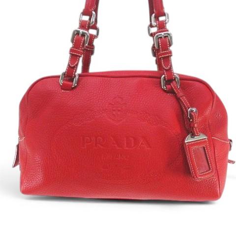 PRADA（プラダ） 型押しロゴ ミニボストンバッグ ハンドバッグ ロゴ