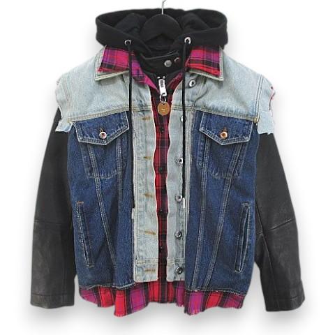 ディーゼル DIESEL L-MARALI デニム レイヤード レザー ジャケッ DIESEL（ディーゼル） DIESEL L-MARALI デニム レイヤード レザー