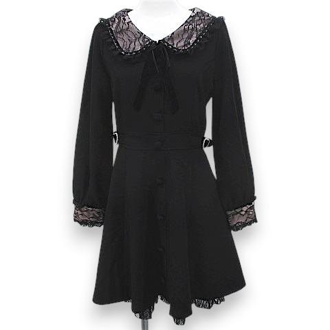 美品】LIZLISA リズリサ ハートチェック柄ワンピース ビジュー長袖ミニ 