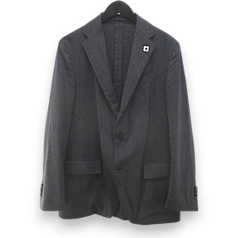 <美品>LARDINI ダークグレー ウール 春夏 ジャケット サイズ48 ラルディーニ LARDINI ウールジャケット 48 灰系 ダークグレー