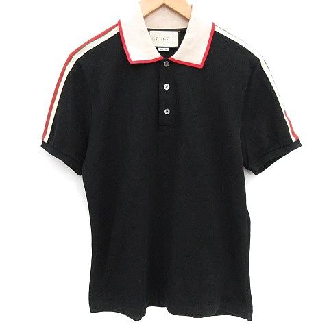 中古 グッチ Gucci ポロシャツ スタンダードカラー 半袖 袖ブランドロゴ M 黒 ブラック ベージュ 赤 レッド Yt メンズ ベクトル 古着 081 ブランド古着販売のベクトル 通販 Yahoo ショッピング