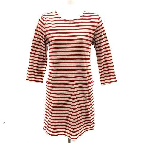 中古 マーガレットハウエル Mhl ワンピース ストレート ひざ丈 ボーダー コットン ポケット 七分袖 1 M 赤 Yi11 レディース ベクトル 古着 081 ブランド古着販売のベクトル 通販 Yahoo ショッピング