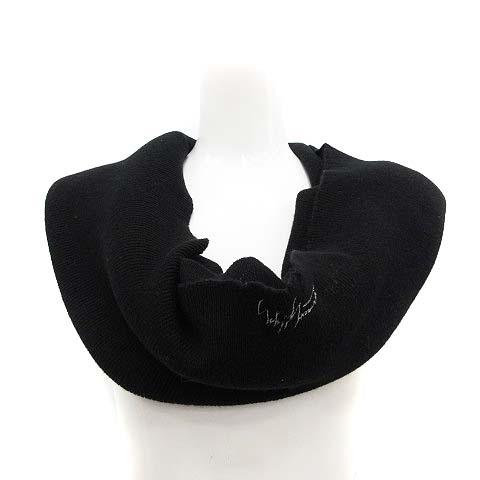 激安単価で Yohji Yamamoto Noir aw スヌード ニット ネックウォーマー リブ ブランドロゴ 刺繍 ウール カシミヤ混 黒 レディース ベクトル 古着 安い購入 Zoetalentsolutions Com