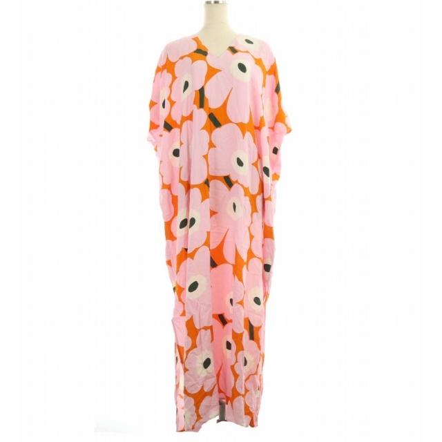 お買い得 ウニッ マリメッコ 中古 未使用品 Marimekko 中古 未使用品 古着 オレンジ ベクトル ピンク S Vネック フラワー 花柄 半袖 マキシ丈 ロング ワンピース Unikko Todellisuus ウニッコ マリメッコ ワンピース チュニック Sergiopizarro Com Co