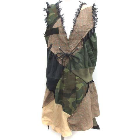 買い格安 サカイ Sacai パッチワーク ワンピース ミニ チェック 迷彩 カモフラ ノースリーブ カットオフ 1 S カーキ 茶 ブラウン レディース ベクトル 古着 当店在庫あり Www Superavila Com