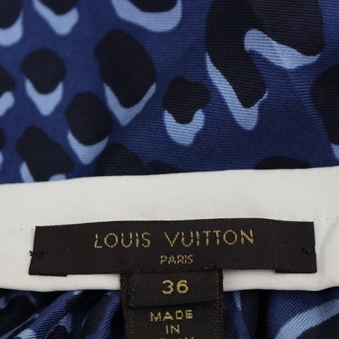 中古 ルイヴィトン LOUIS VUITTON スカート ミニ フレア シルク ヒョウ