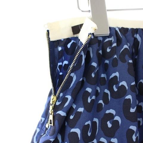 中古 ルイヴィトン LOUIS VUITTON スカート ミニ フレア シルク ヒョウ