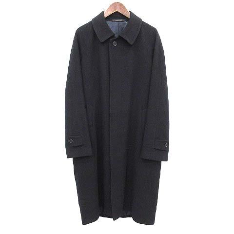 中古 ミツミネ Mitsumine Loropiana ロロピアーナ カシミヤ100 イタリア製 ステンカラーコート 比翼 48 M ネイビー 紺 G メンズ 国内即発送