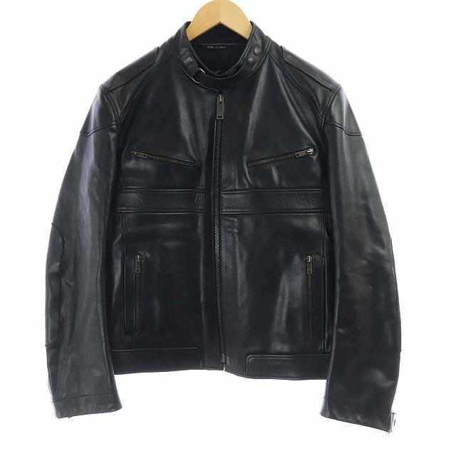 中古 グッチ GUCCI シングル ライダース ジャケット 牛革 カウレザー