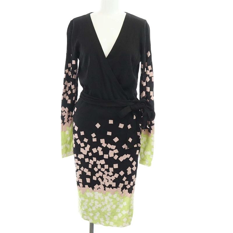 中古 ダイアンフォンファステンバーグ Diane Von Furstenberg 長袖 ラップワンピース ロング 総柄 P S 黒 ブラック Kh レディース ベクトル 古着 081 ブランド古着販売のベクトル 通販 Yahoo ショッピング
