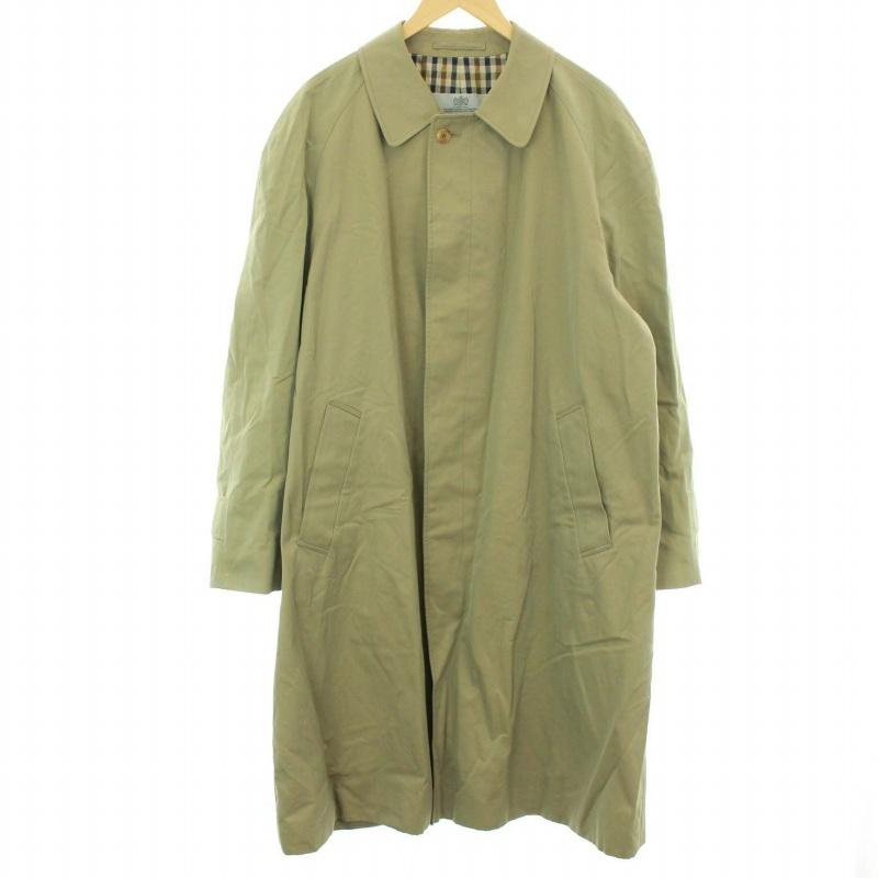 中古 アクアスキュータム アクアファイブ ステンカラーコート バルマカーンコート ロング 裏地ギンガムチェック ベージュ メンズ 人気商品は