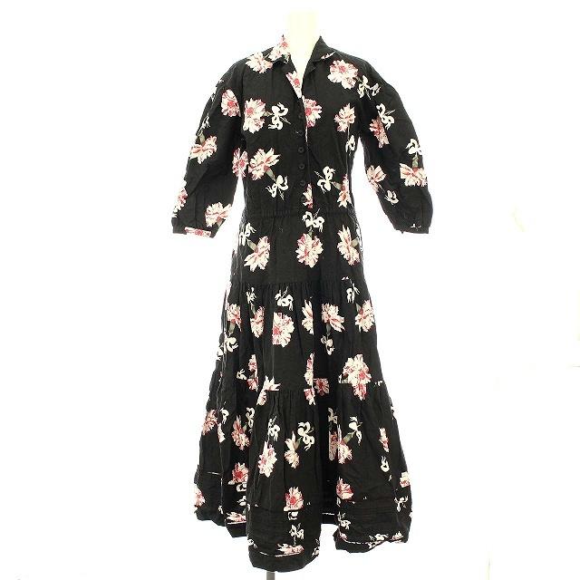 中古 インゲボルグ Ingeborg ワンピース ロング 花柄 七分袖 シャツワンピース F 黒 ブラック G レディース ベクトル 古着 081 ブランド古着販売のベクトル 通販 Yahoo ショッピング