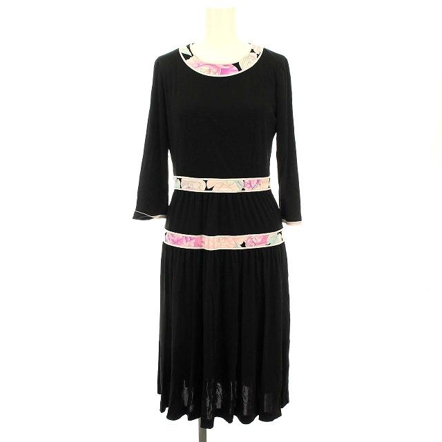 アウトレット送料無料 レオナール Leonard Fashion ワンピース 花柄 七分袖 薄手 ひざ丈 34 Xs 黒 ブラック G レディース ベクトル 古着 ランキング1位獲得 Heinlenfollmer Com