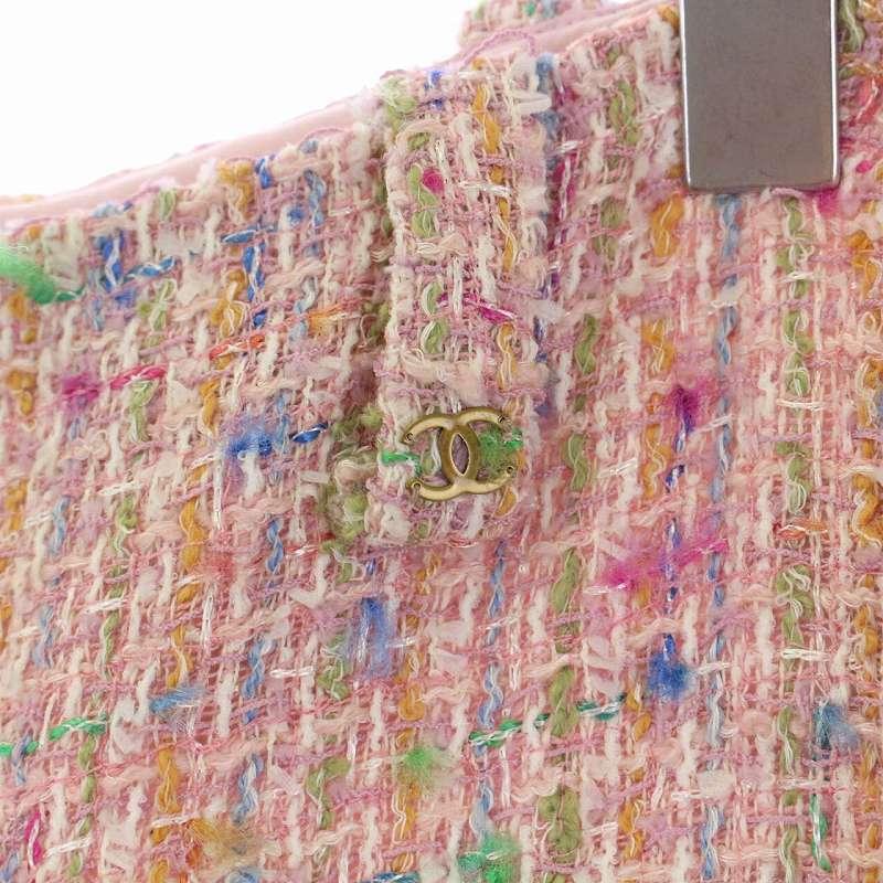 中古 シャネル CHANEL 02P ヴィンテージ ツイード フレアスカート ひざ