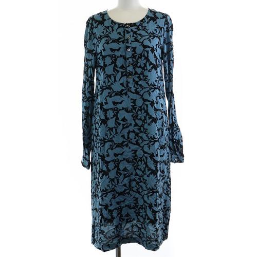 中古 アーペーセー A P C ワンピース ロング 花柄 長袖 S 青 ブルー 黒 ブラック Sr21 レディース ベクトル 古着 081 ブランド古着販売のベクトル 通販 Yahoo ショッピング