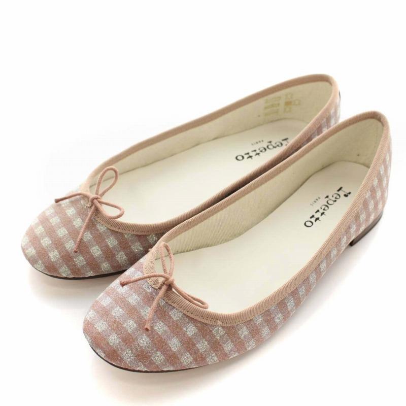 中古 未使用品 レペット Repetto バレエシューズ フラット ラメ チェック ラウンドトゥ 靴 38 23cm ピンク /DK レディース  【ベクトル 古着 :081-102203290018:ブランド古着販売のベクトル - 通販 - Yahoo!ショッピング