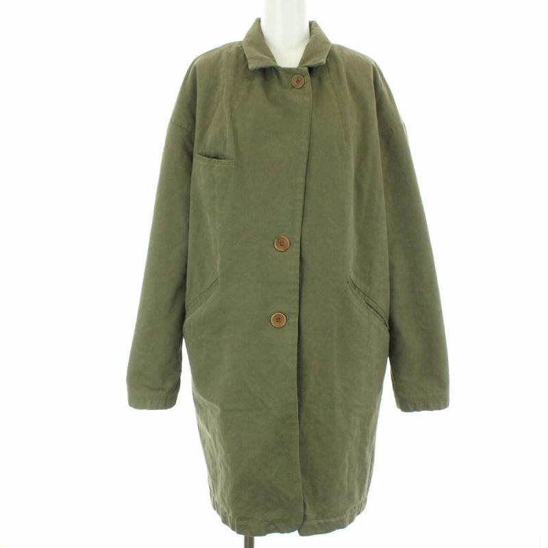 中古 未使用品 ジェジア Jejia ステンカラーコート ロング アウター 裏地ボア 42 M カーキ 茶 ブラウン Yt レディース 21年製