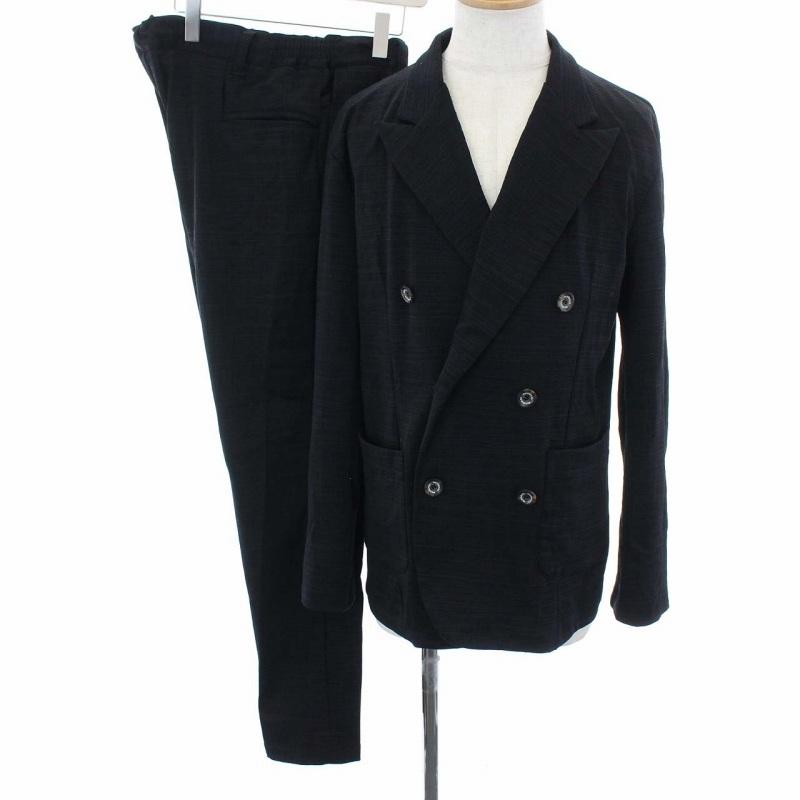 中古 ウノピュウノウグァーレトレ リラックス スーツ セットアップ 上下 テーラードジャケット ダブル パンツ イージー 52 Xxl 黒 メンズ 低価格で大人気の