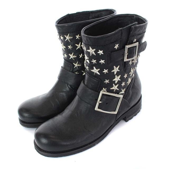 専門ショップ JIMMY レザー ブラック CHOO 黒 36 ロングブーツ 23.0 本